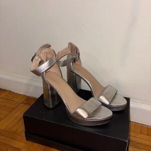Chic Silver Block Heel Sandals